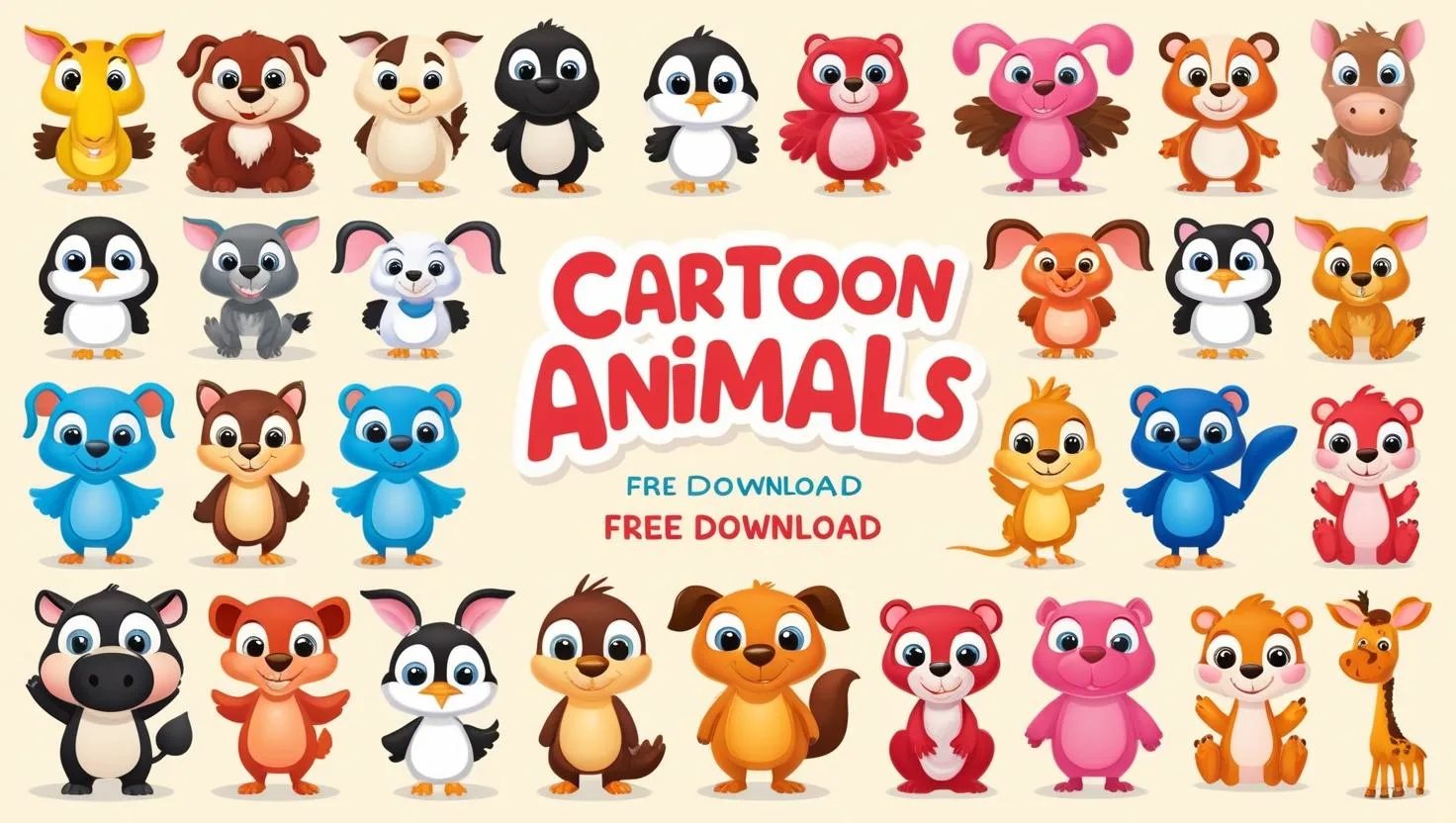 Cartoon animals collection images free download