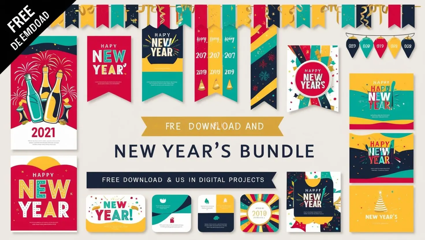 new year graphic bundle free download