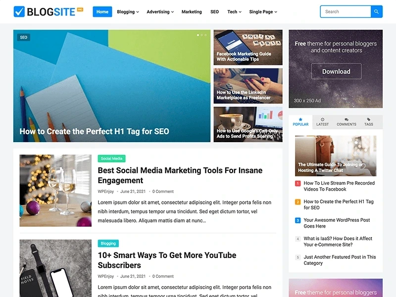 BlogSite Pro WordPress Theme Free Download